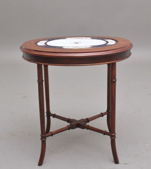 Early 20th Century Mahogany Occasional Table with a Ceramic Inset