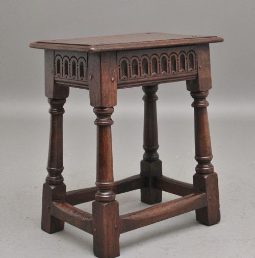 Early 20th Century Oak Joint Stool in the 17th Century Style