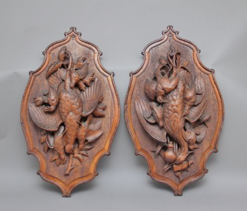 A Large Pair of 19th Century Black Forest Plaques