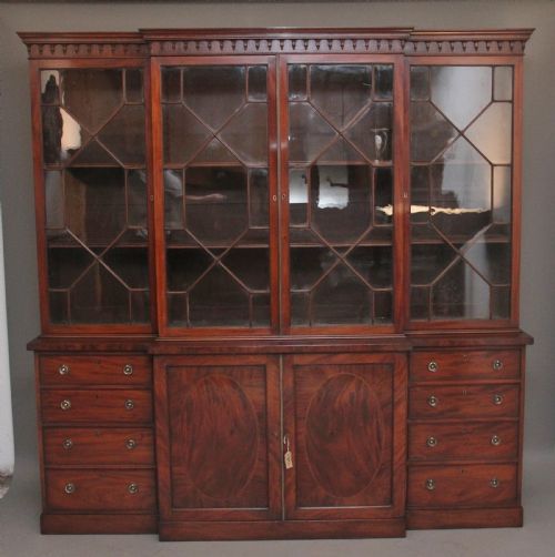 A Superb Quality Early 19th Century Mahogany Breakfront Bookcase