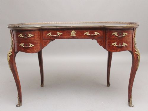 19th Century Freestanding French Parquetry and Kingwood Desk