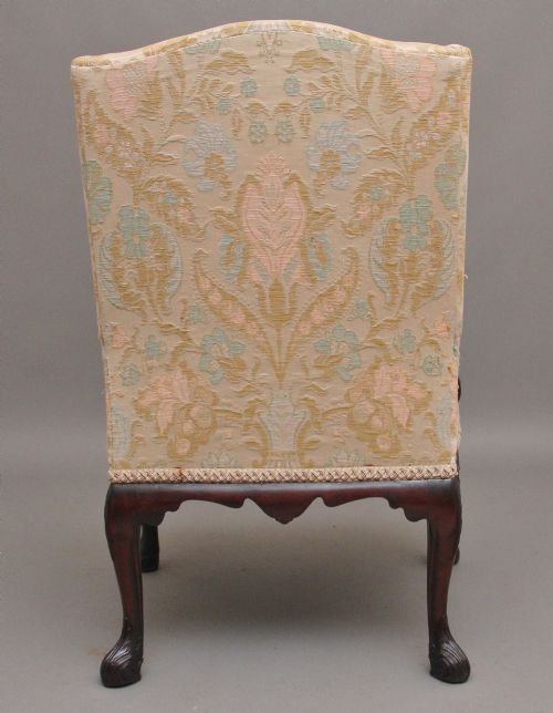 19TH CENTURY CARVED MAHOGANY LIBRARY ARMCHAIR - ADDITIONAL PHOTO 2
