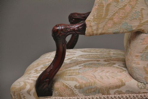 19TH CENTURY CARVED MAHOGANY LIBRARY ARMCHAIR - ADDITIONAL PHOTO 10