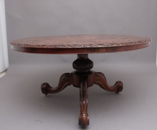 19TH CENTURY WALNUT AND MARQUETRY CENTRE TABLE - ADDITIONAL PHOTO 7