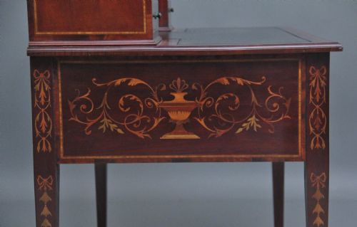 19TH CENTURY MAHOGANY INLAID WRITING DESK - ADDITIONAL PHOTO 4