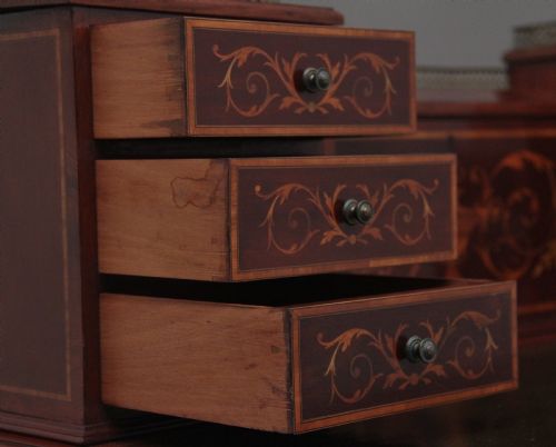 19TH CENTURY MAHOGANY INLAID WRITING DESK - ADDITIONAL PHOTO 16