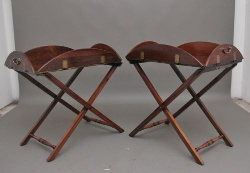 A Pair of 19th Century Rosewood Folding Butlers Tray on Stands