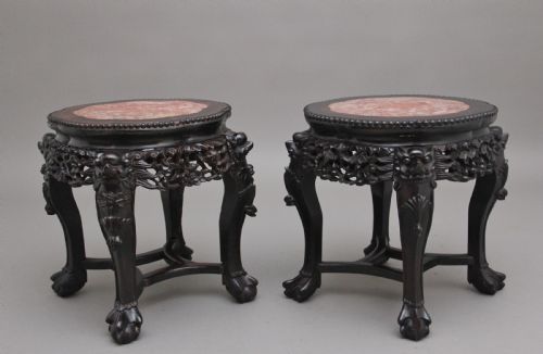 A PAIR OF 19TH CENTURY ANTIQUE CHINESE CARVED HARDWOOD TABLES - ADDITIONAL PHOTO 1