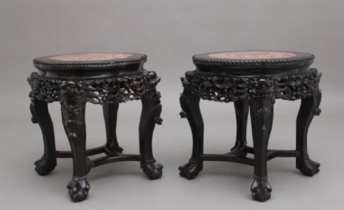 A PAIR OF 19TH CENTURY ANTIQUE CHINESE CARVED HARDWOOD TABLES - ADDITIONAL PHOTO 2