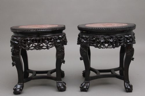 A PAIR OF 19TH CENTURY ANTIQUE CHINESE CARVED HARDWOOD TABLES - ADDITIONAL PHOTO 3