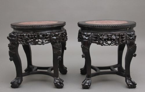 A PAIR OF 19TH CENTURY ANTIQUE CHINESE CARVED HARDWOOD TABLES - ADDITIONAL PHOTO 6