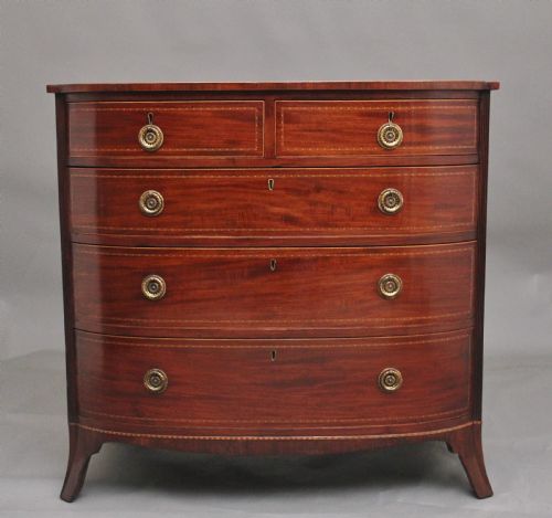 19th Century Inlaid Mahogany Bowfront Chest of Drawers