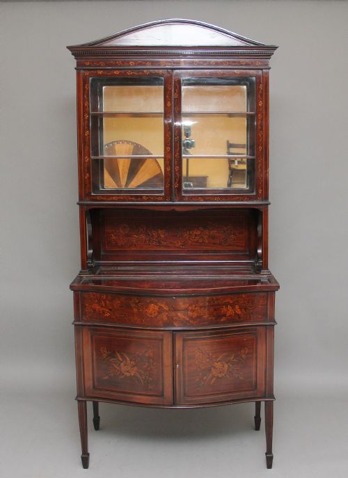 19TH CENTURY MAHOGANY AND INLAID DISPLAY CABINET - ADDITIONAL PHOTO 1