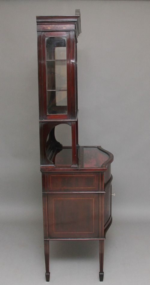 19TH CENTURY MAHOGANY AND INLAID DISPLAY CABINET - ADDITIONAL PHOTO 3