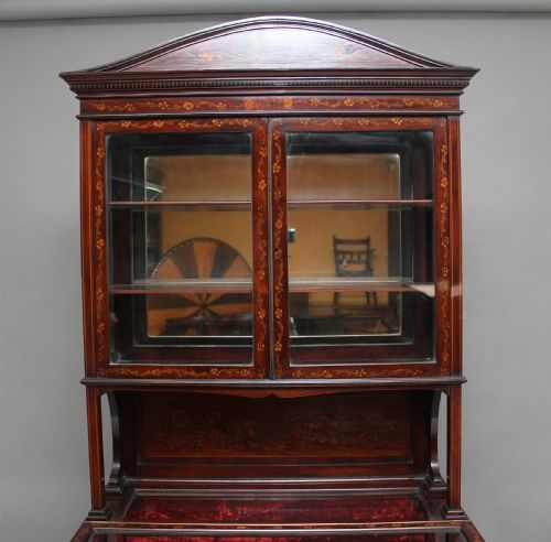 19TH CENTURY MAHOGANY AND INLAID DISPLAY CABINET - ADDITIONAL PHOTO 5