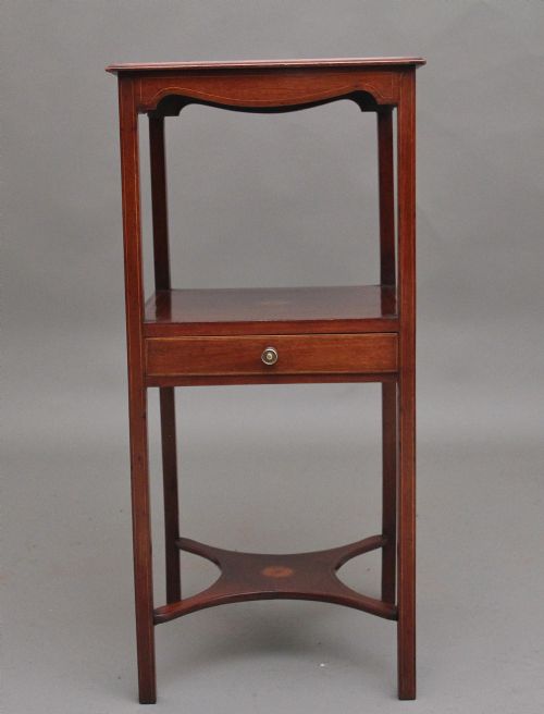 19TH CENTURY INLAID MAHOGANY BEDSIDE TABLE - ADDITIONAL PHOTO 3