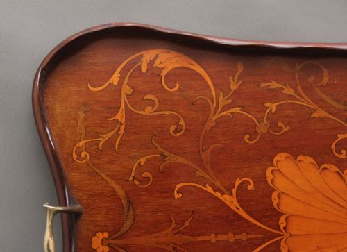 19TH CENTURY INLAID MAHOGANY TRAY - ADDITIONAL PHOTO 3