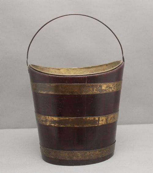 19th Century Oval Brass Bound Bucket