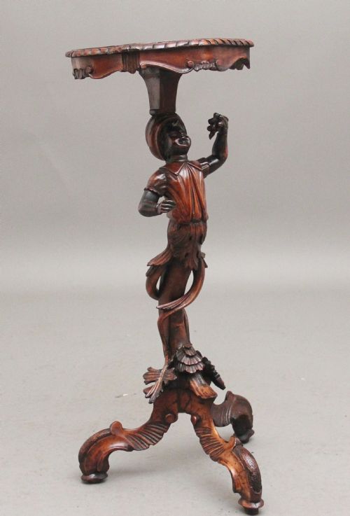 19th Century Italian Carved Walnut Torcher