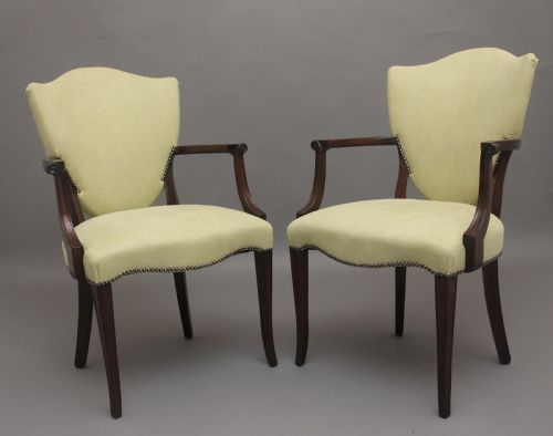 PAIR EARLY 20TH CENTURY MAHOGANY ARMCHAIRS