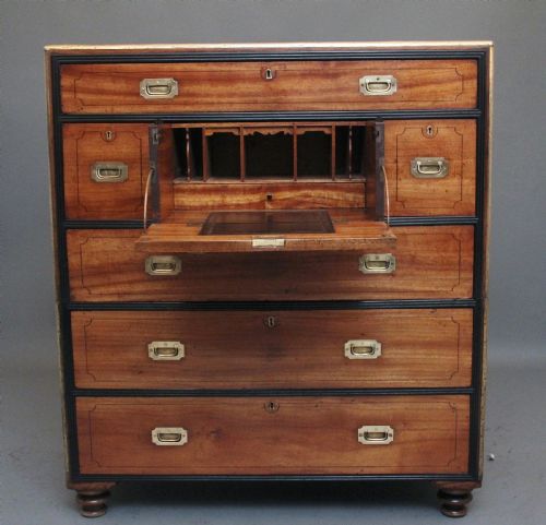 19TH CENTURY CAMPHOR WOOD SECRETAIRE MILITARY CHEST - ADDITIONAL PHOTO 1