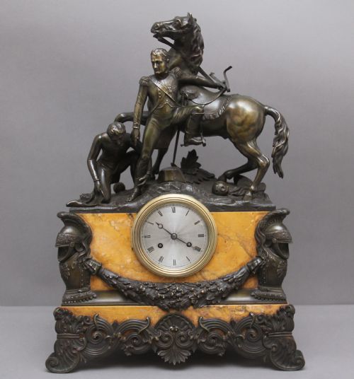 FABULOUS EARLY 19TH CENTURY MARBLE AND BRONZE MANTLE CLOCK