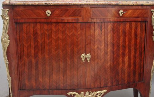 PAIR 19TH CENTURY FRENCH KINGWOOD AND MARBLE TOP COMMODES - ADDITIONAL PHOTO 12