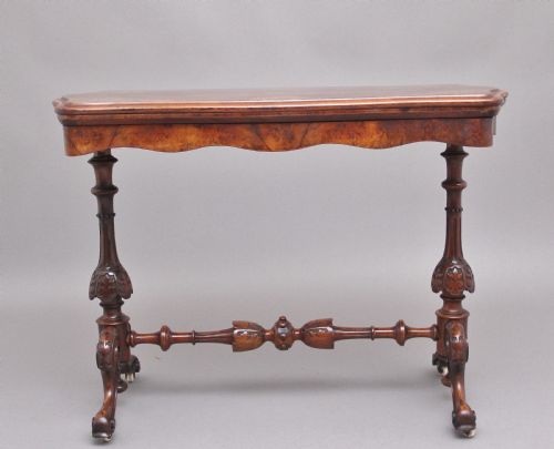 19TH CENTURY ANTIQUE BURR WALNUT CARD TABLE - ADDITIONAL PHOTO 1