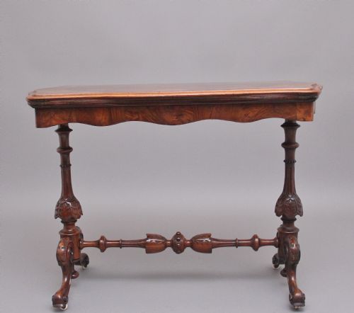 19TH CENTURY ANTIQUE BURR WALNUT CARD TABLE - ADDITIONAL PHOTO 2