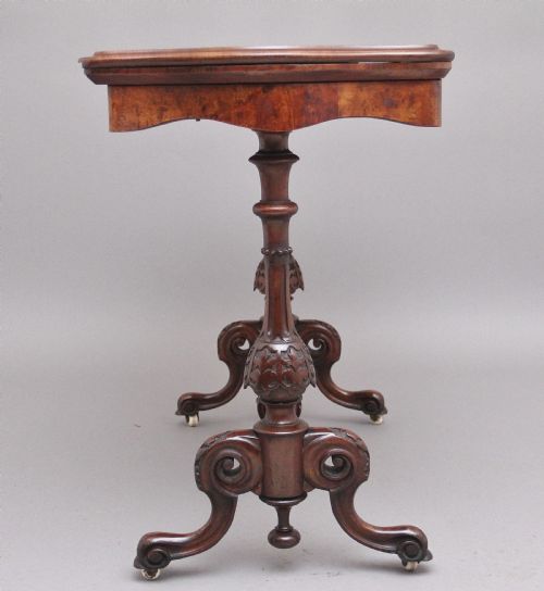 19TH CENTURY ANTIQUE BURR WALNUT CARD TABLE - ADDITIONAL PHOTO 3