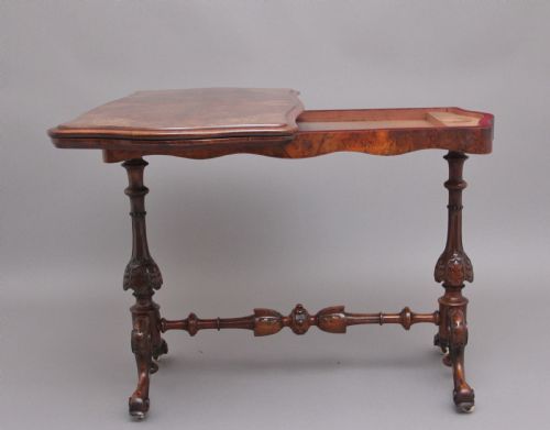 19TH CENTURY ANTIQUE BURR WALNUT CARD TABLE - ADDITIONAL PHOTO 4