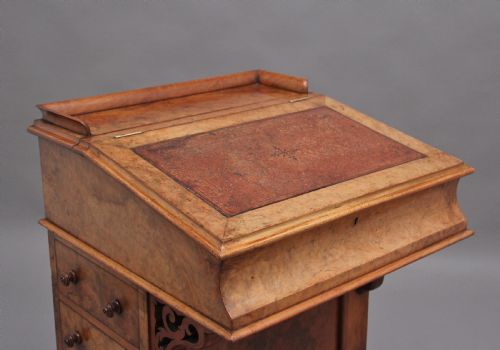 19TH CENTURY BURR WALNUT DAVENPORT - ADDITIONAL PHOTO 5