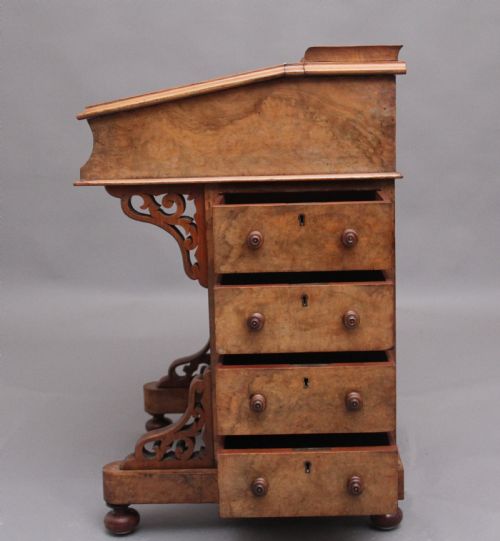 19TH CENTURY BURR WALNUT DAVENPORT - ADDITIONAL PHOTO 11