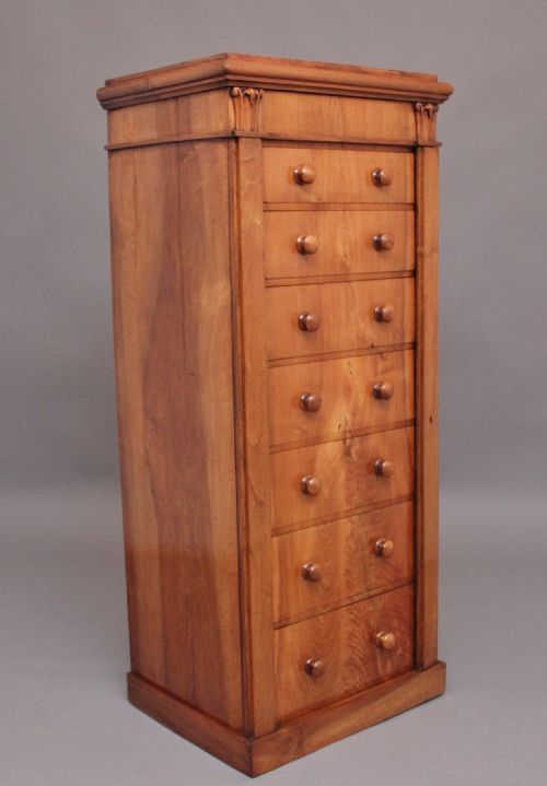EARLY 19TH CENTURY ANTIQUE REGENCY WALNUT WELLINGTON CHEST - ADDITIONAL PHOTO 1