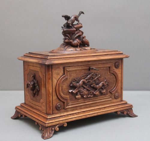 19th Century Black Forest Carved Wood Casket