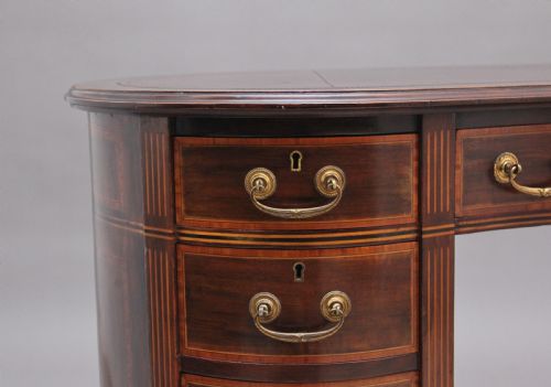 19TH CENTURY INLAID MAHOGANY KIDNEY SHAPED DESK - ADDITIONAL PHOTO 2