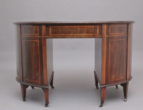19TH CENTURY INLAID MAHOGANY KIDNEY SHAPED DESK - ADDITIONAL PHOTO 6