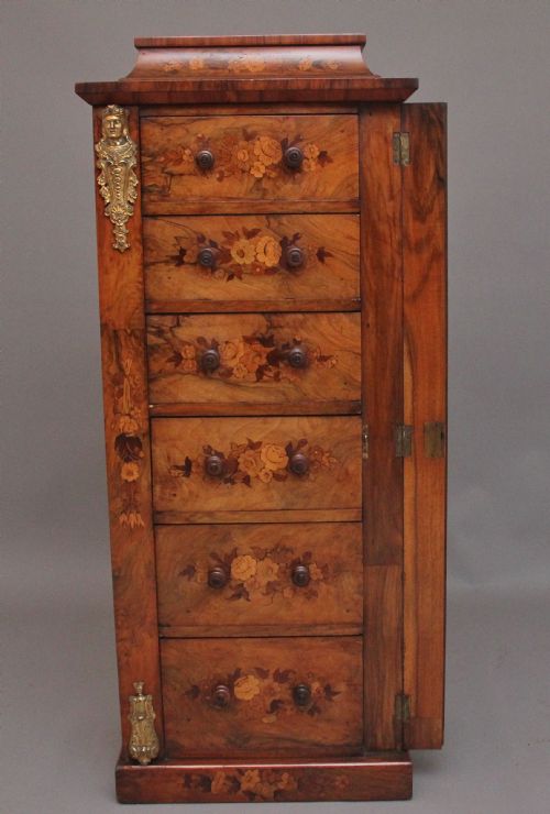19TH CENTURY WALNUT MARQUETRY WELLINGTON CHEST - ADDITIONAL PHOTO 1