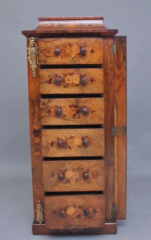 19TH CENTURY WALNUT MARQUETRY WELLINGTON CHEST - ADDITIONAL PHOTO 2