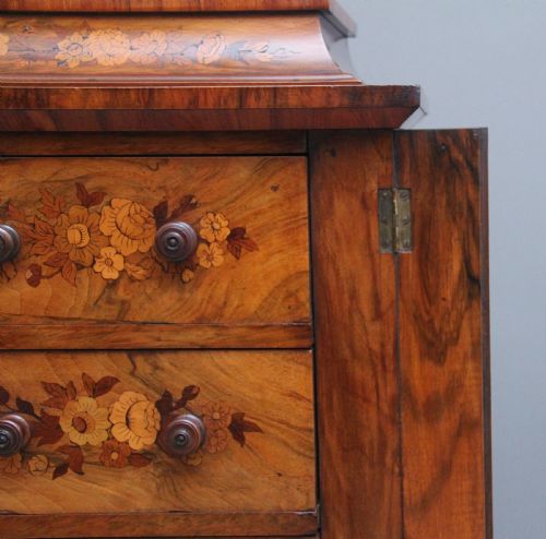 19TH CENTURY WALNUT MARQUETRY WELLINGTON CHEST - ADDITIONAL PHOTO 9
