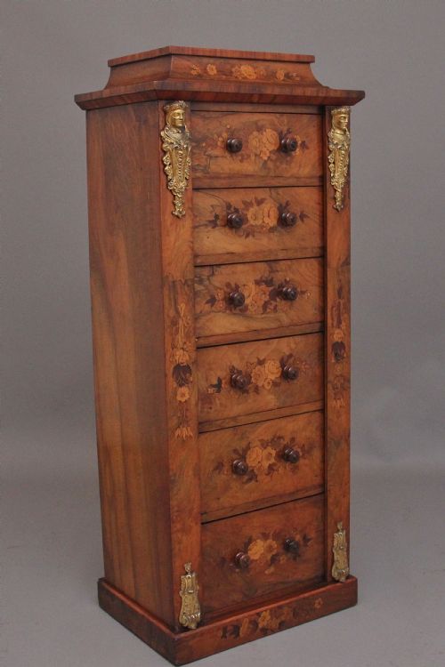 19TH CENTURY WALNUT MARQUETRY WELLINGTON CHEST - ADDITIONAL PHOTO 12