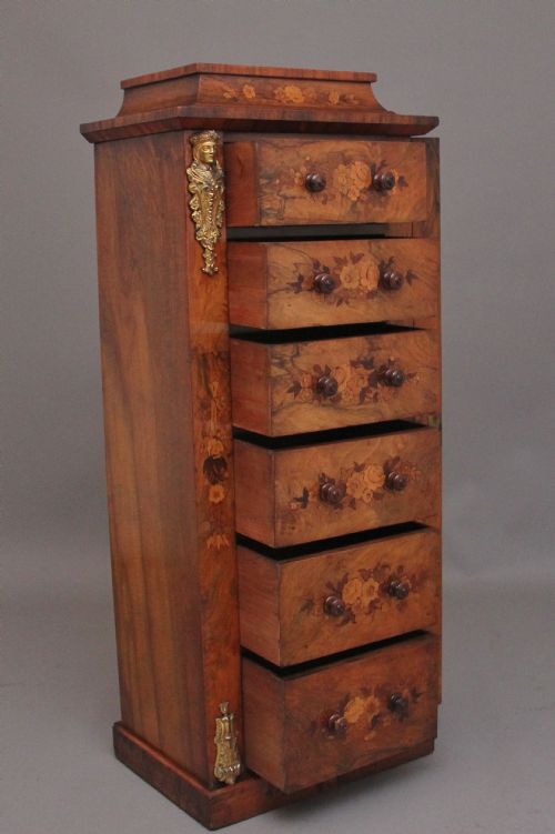 19TH CENTURY WALNUT MARQUETRY WELLINGTON CHEST - ADDITIONAL PHOTO 13
