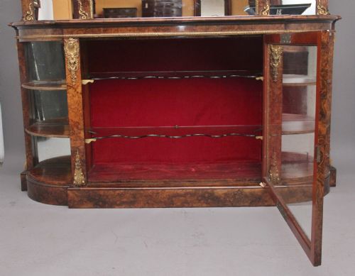EXHIBITION QUALITY 19TH CENTURY BURR WALNUT MIRROR BACK CREDENZA - ADDITIONAL PHOTO 16