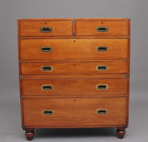 19TH CENTURY MAHOGANY MILITARY SECRETAIRE CHEST - ADDITIONAL PHOTO 1