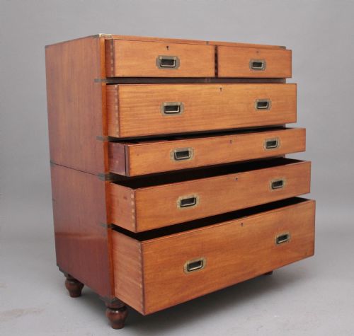 19TH CENTURY MAHOGANY MILITARY SECRETAIRE CHEST - ADDITIONAL PHOTO 3