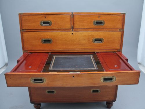 19TH CENTURY MAHOGANY MILITARY SECRETAIRE CHEST - ADDITIONAL PHOTO 8