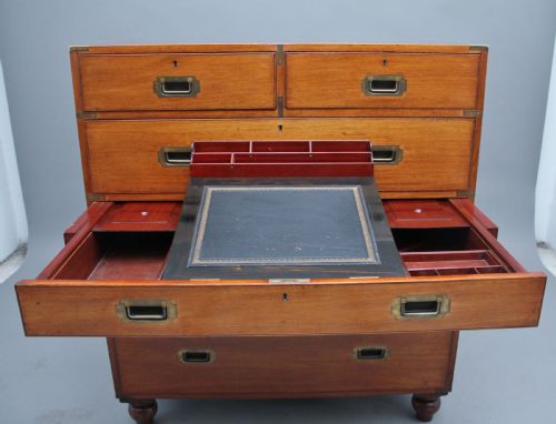 19TH CENTURY MAHOGANY MILITARY SECRETAIRE CHEST - ADDITIONAL PHOTO 10