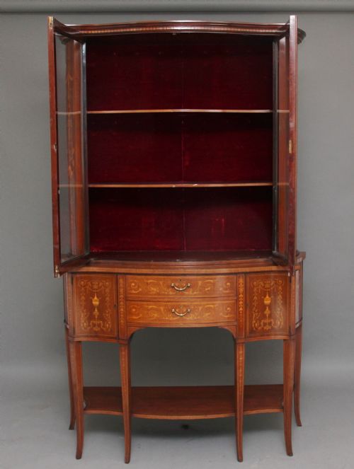 19TH CENTURY INLAID MAHOGANY DISPLAY CABINET - ADDITIONAL PHOTO 1