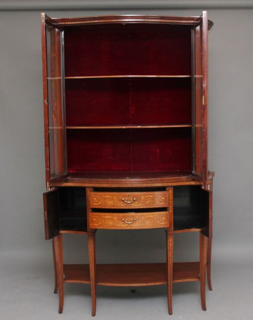19TH CENTURY INLAID MAHOGANY DISPLAY CABINET - ADDITIONAL PHOTO 2