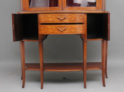 19TH CENTURY INLAID MAHOGANY DISPLAY CABINET - ADDITIONAL PHOTO 4
